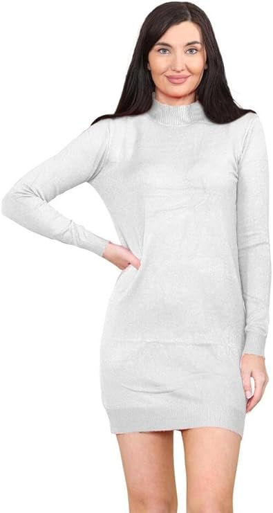 Womens Knitted Turtle Neck Long Sleeve Bodycon High Neck