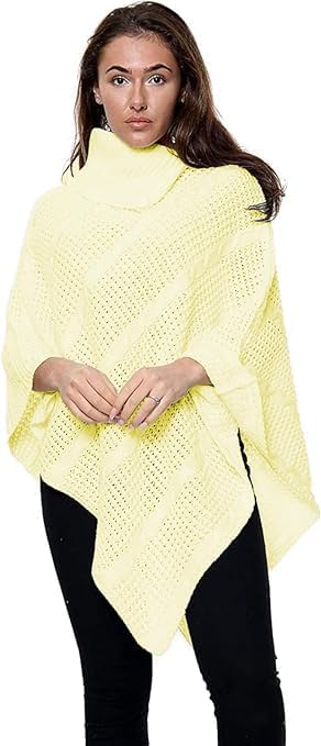 Women Cable Knitted Poncho