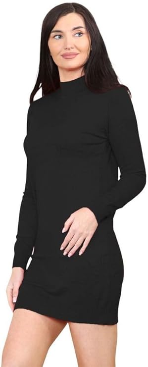 Womens Knitted Turtle Neck Long Sleeve Bodycon High Neck