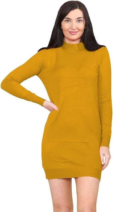 Womens Knitted Turtle Neck Long Sleeve Bodycon High Neck