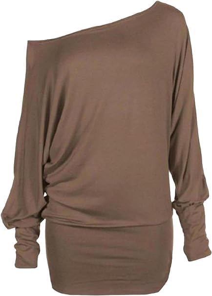 Womens Off-Shoulder T-Shirt Sweater Tunic Top