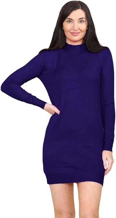 Womens Knitted Turtle Neck Long Sleeve Bodycon High Neck