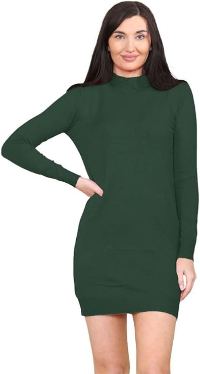 Womens Knitted Turtle Neck Long Sleeve Bodycon High Neck