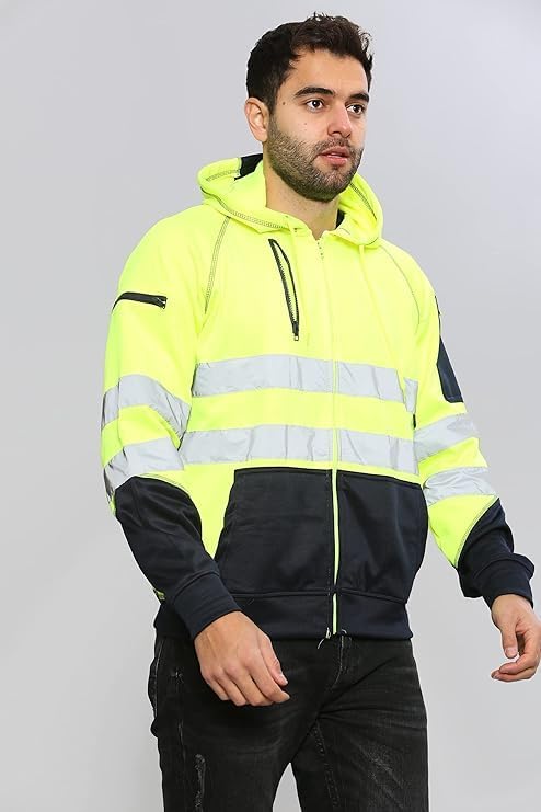 Hi Vis Viz 2 Tone Rugby Zipper Hoodie