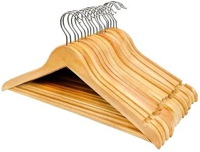 Strong Brown Wooden Made Coat Hangers (Pack of 10)