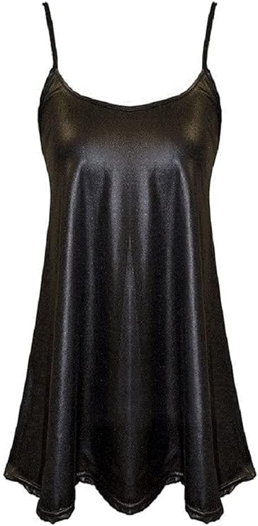 Womens PVC Wetlook Strappy Slinky Cami Swing Dress