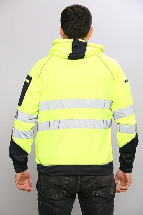 Hi Vis Viz 2 Tone Rugby Zipper Hoodie