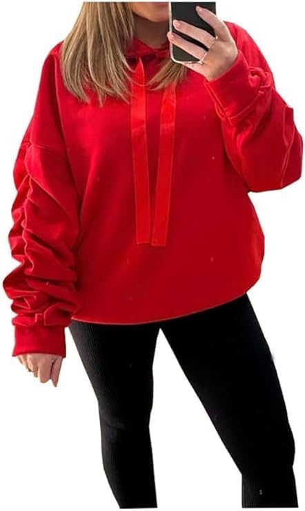 Womens Ruched Long-Sleeve Hoodie