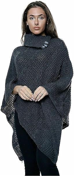 Women Cable Knitted Poncho