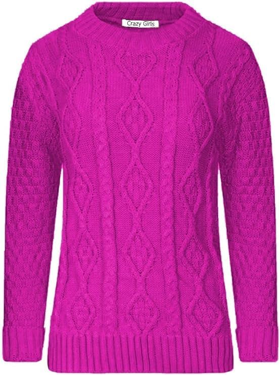 Women's Chunky Cable Knitted Jumper, Ladies Sweatshirt