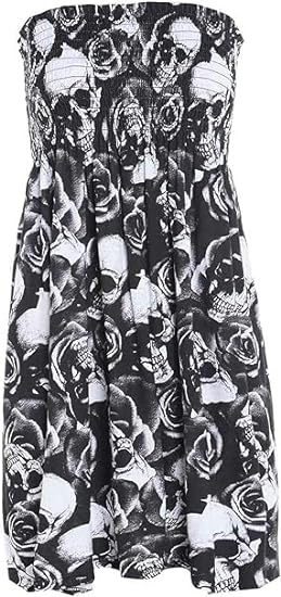 Womens Floral Printed Bandeau Sheering Short Dress