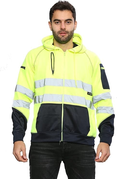 Hi Vis Viz 2 Tone Rugby Zipper Hoodie