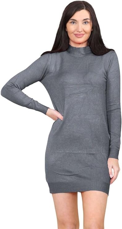 Womens Knitted Turtle Neck Long Sleeve Bodycon High Neck