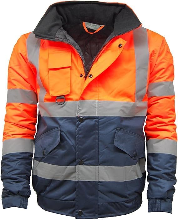 Mens Hi Vis High Visibility Safety Security Bomber Reflective Jacket