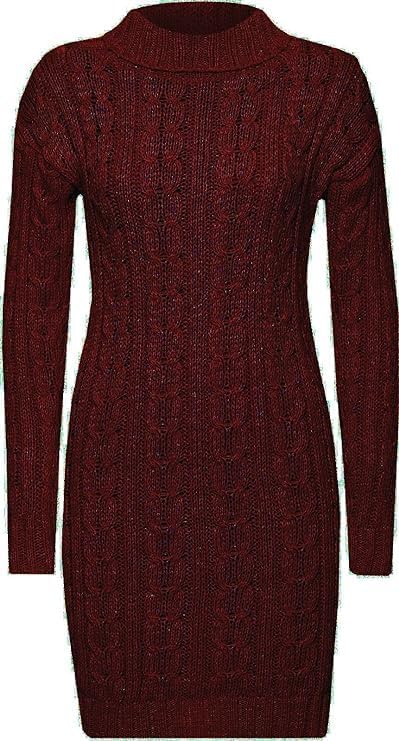 Womens Knitted Chunky Diamond Cable Tunic Sweatshirt