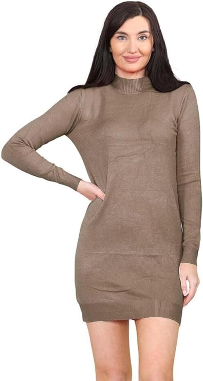 Womens Knitted Turtle Neck Long Sleeve Bodycon High Neck