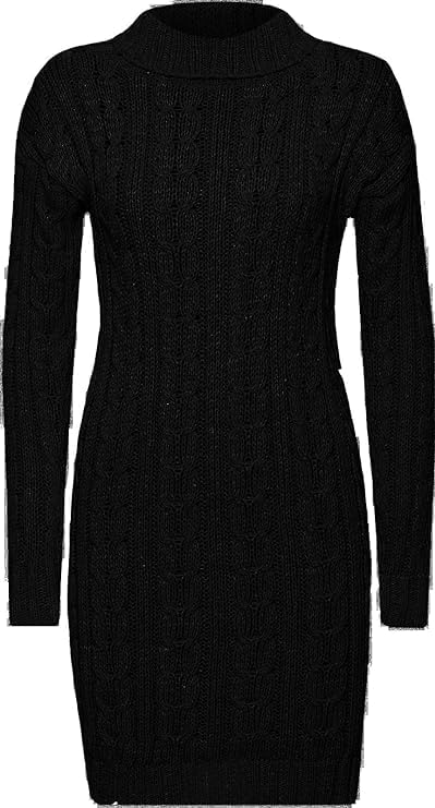 Womens Knitted Chunky Diamond Cable Tunic Sweatshirt