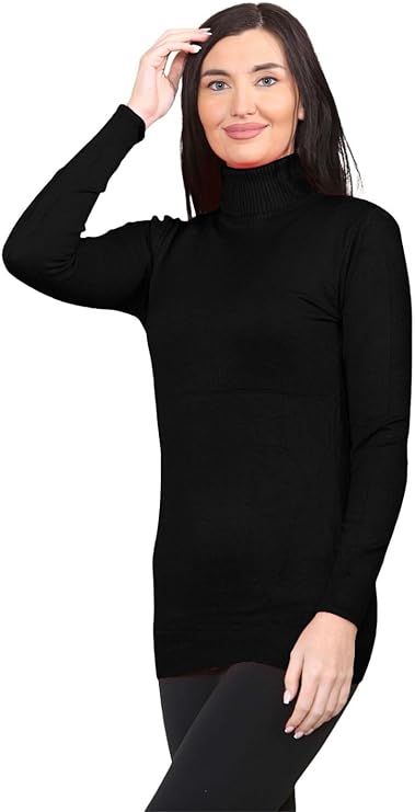 Womens Long Sleeve Turtle Neck Plain Highneck