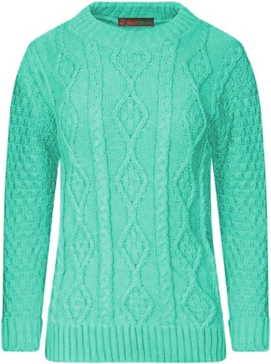 Women's Chunky Cable Knitted Jumper, Ladies Sweatshirt