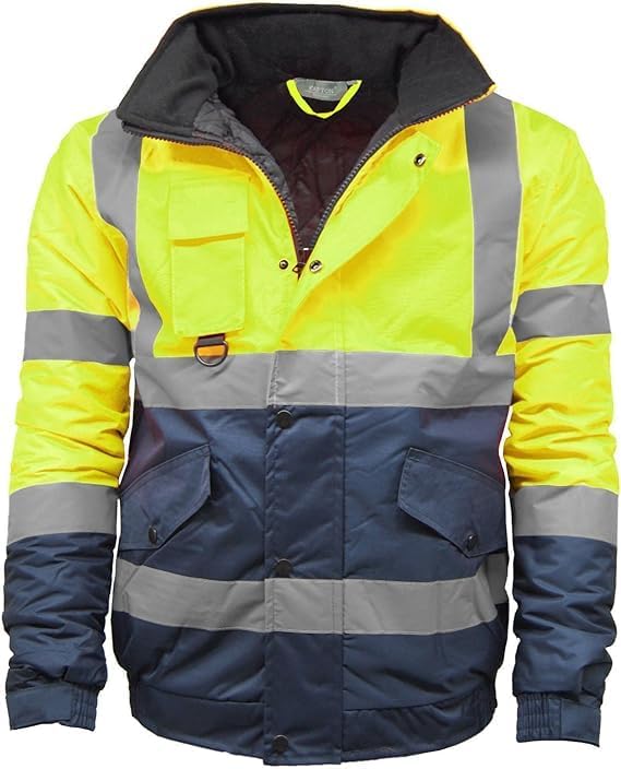 Mens Hi Vis High Visibility Safety Security Bomber Reflective Jacket