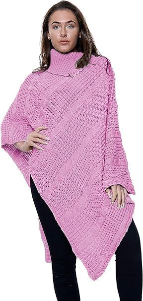 Women Cable Knitted Poncho