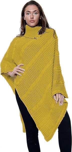 Women Cable Knitted Poncho