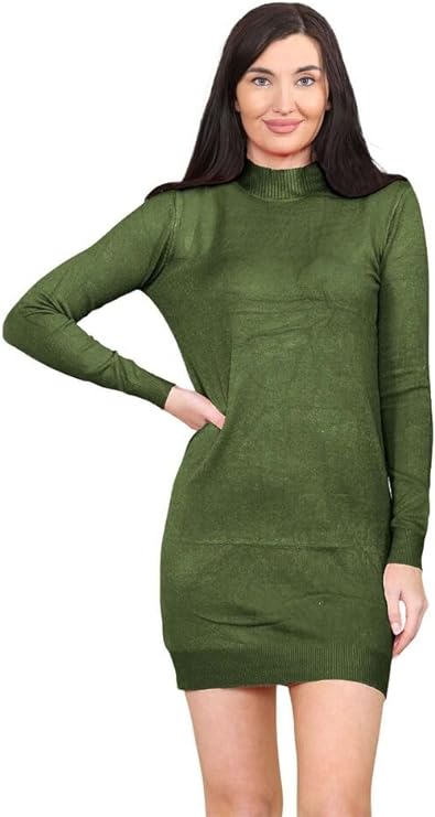 Womens Knitted Turtle Neck Long Sleeve Bodycon High Neck