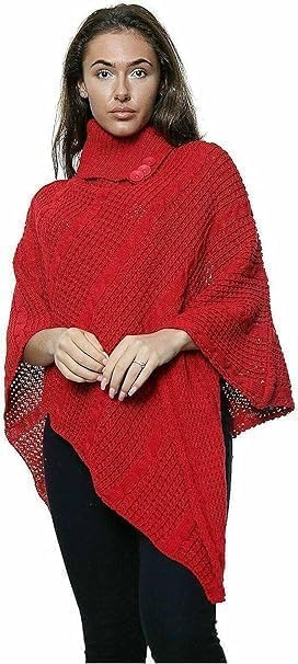 Women Cable Knitted Poncho