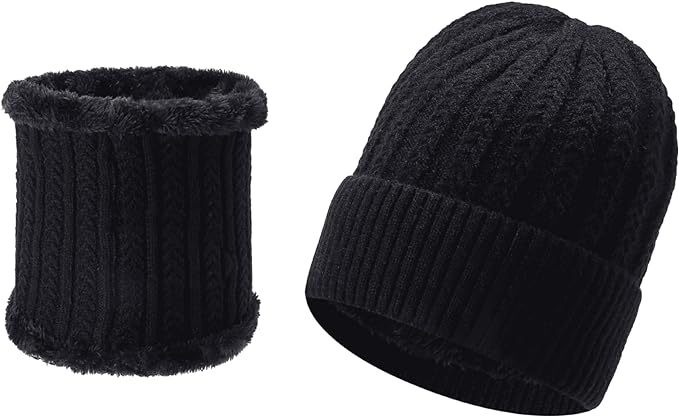 2-Pieces Winter Beanie Hat Scarf Set for Men, Women