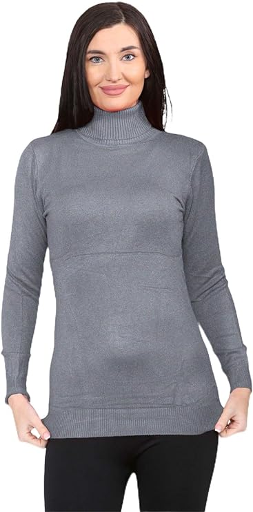 Womens Long Sleeve Turtle Neck Plain Highneck