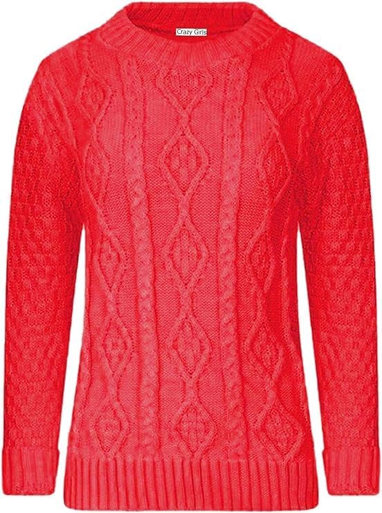 Women's Chunky Cable Knitted Jumper, Ladies Sweatshirt