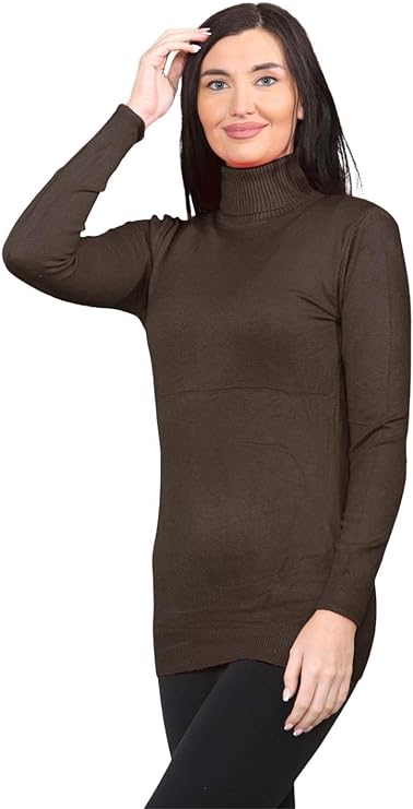 Womens Long Sleeve Turtle Neck Plain Highneck