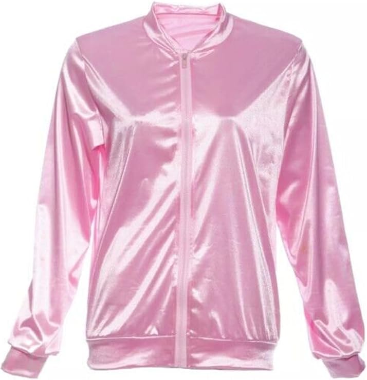 1950s Pink Plain Satin Jacket For Women