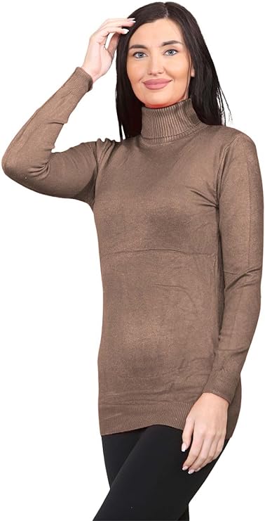 Womens Long Sleeve Turtle Neck Plain Highneck