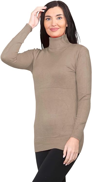 Womens Long Sleeve Turtle Neck Plain Highneck