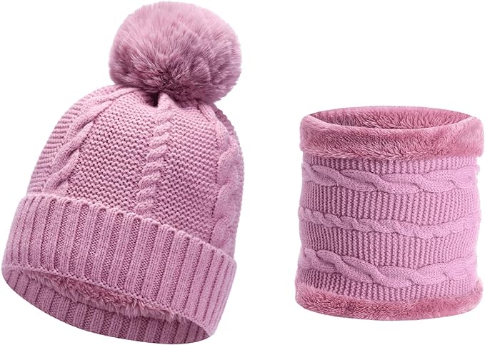 Winter Pom Bobble Hat Scarf Sets