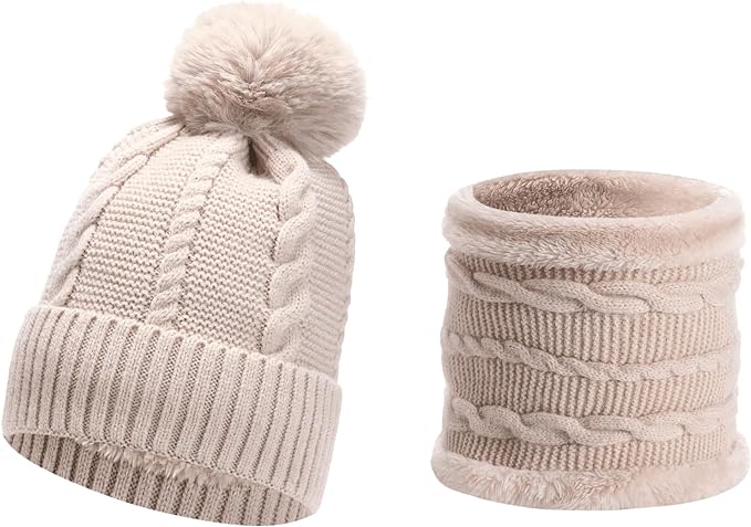 Winter Pom Bobble Hat Scarf Sets