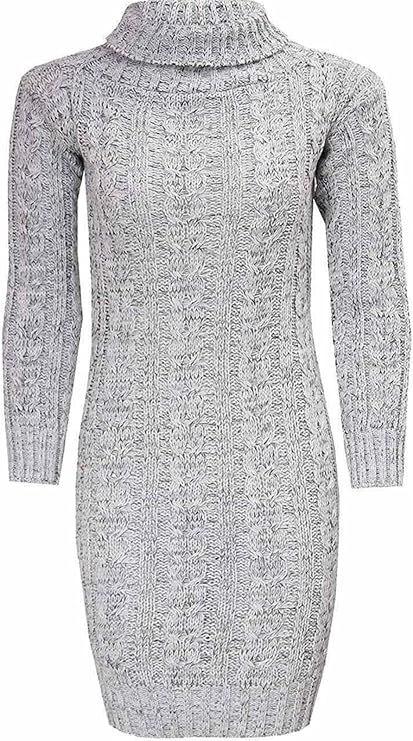 Womens Knitted Chunky Diamond Cable Tunic Sweatshirt