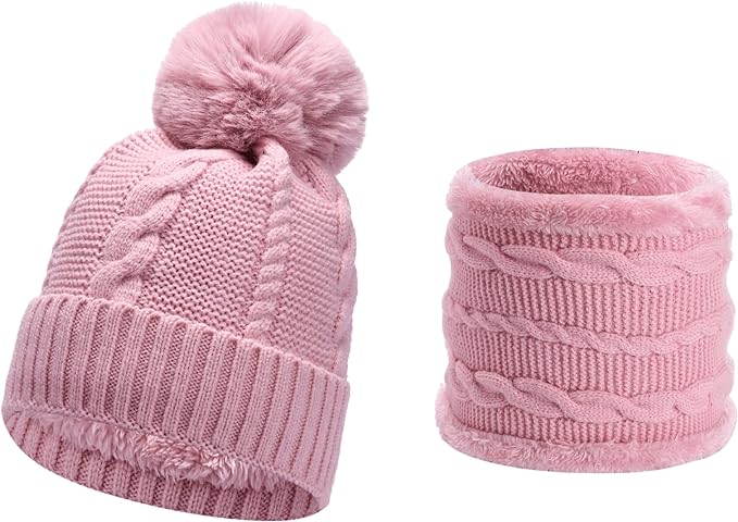 Winter Pom Bobble Hat Scarf Sets