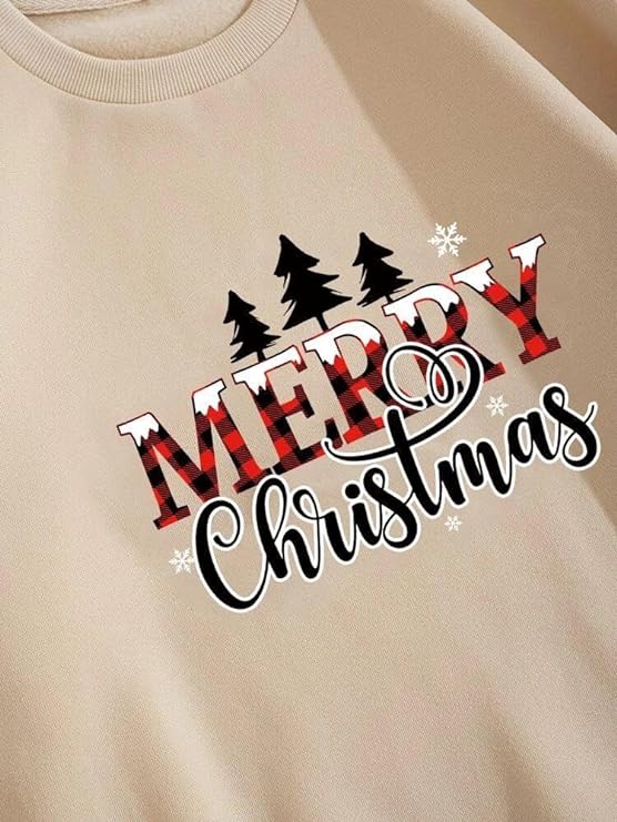 Womens Merry Christmas Slogan Printed Sweatshirt