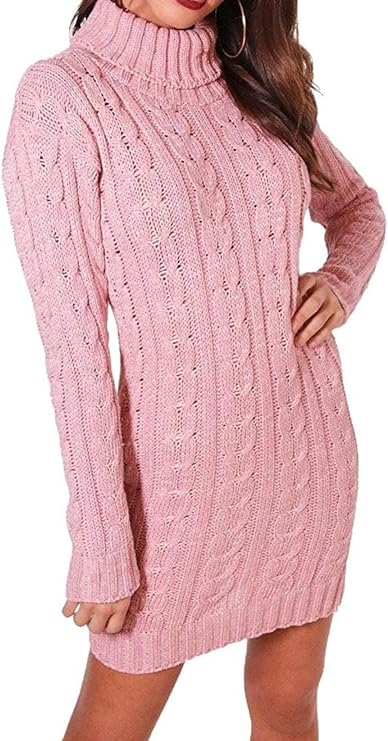 Womens Knitted Chunky Diamond Cable Tunic Sweatshirt