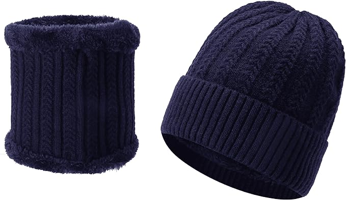 2-Pieces Winter Beanie Hat Scarf Set for Men, Women