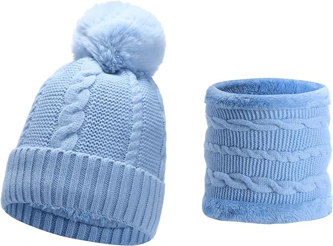 Winter Pom Bobble Hat Scarf Sets